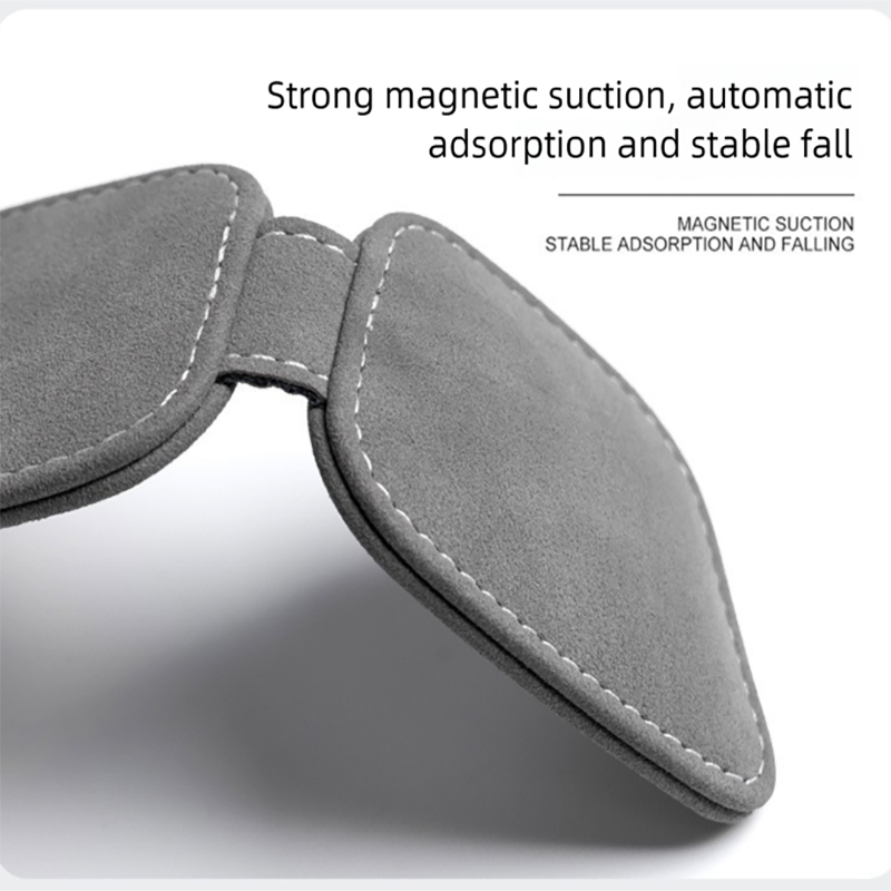 Grey Car Sun Visor Sunglasses Holder – Magnetic Dual Clip Organizer with Suede Finish, No-Drill Mounting for Glasses, Cards & Tickets - Image 5