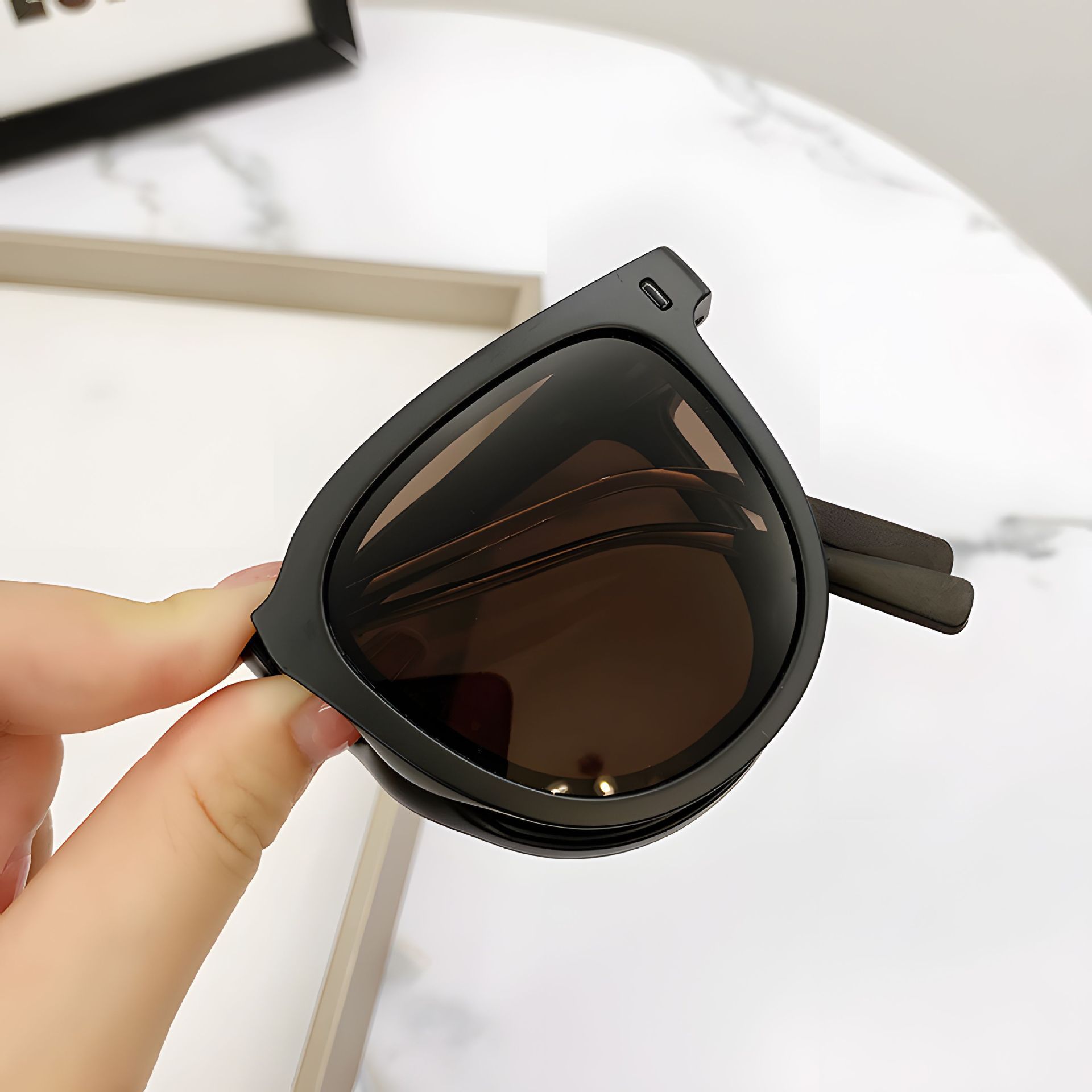 Autumn Tea Foldable UV400 Sunglasses for Men and Women – Lightweight Driving & Outdoor Sun Glasses with Hard Case, 18.4g TR+Metal Frame, Compact 32mm Folded Size - Image 1