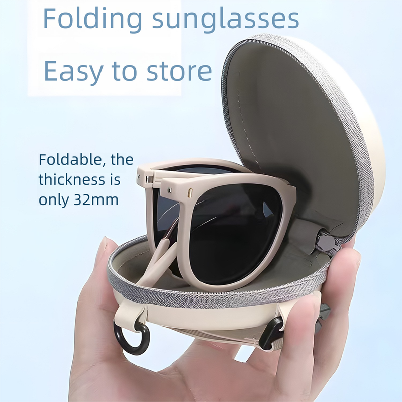 Autumn Tea Foldable UV400 Sunglasses for Men and Women – Lightweight Driving & Outdoor Sun Glasses with Hard Case, 18.4g TR+Metal Frame, Compact 32mm Folded Size - Image 6