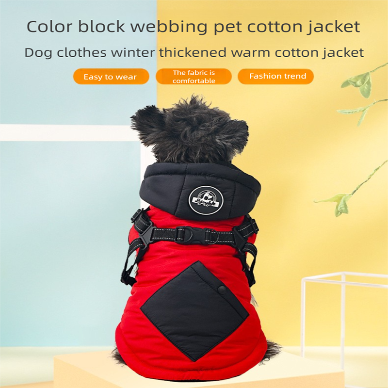 Green Thickened Winter Dog Coat with Reflective Strips – Waterproof, Windproof Pet Jacket for Small to Medium Dogs, Adjustable Fit with Detachable Leash Hook and Decorative Velcro Patch(Size: S) - Image 2