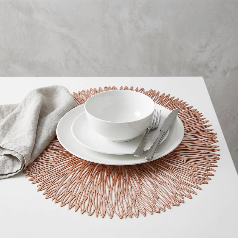 Gold Set of 3 Nordic-Style Round Table Mats – Heat-Resistant, Non-Slip PVC Placemats for Home Use, Creative Dish Pads, 38cm Diameter, Ideal for Dining Tables and Decor - Image 2