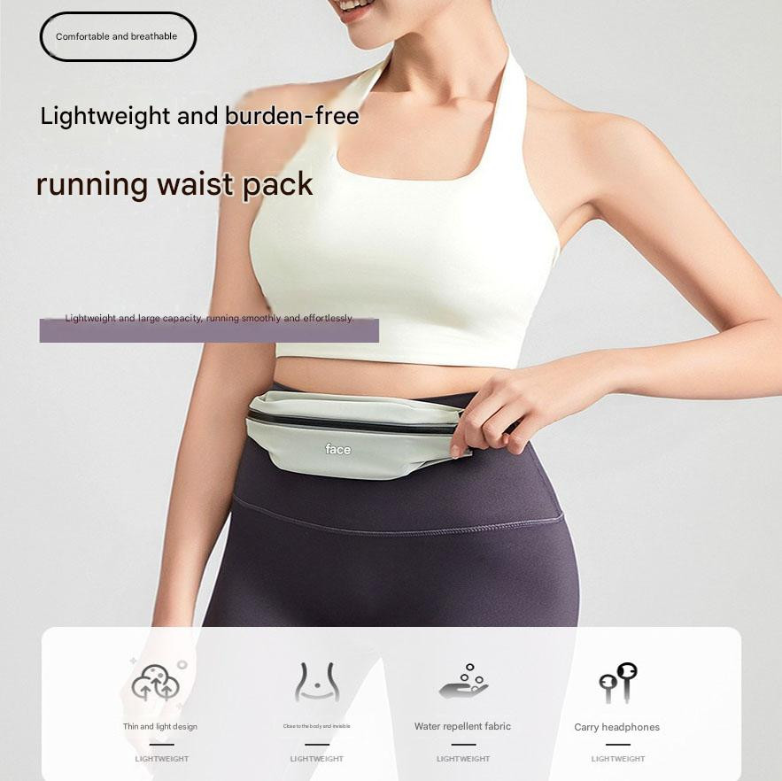 Grey Ultra Thin Waist Pack for Phone Up to 6.5 Inch Lightweight Sport Belt Bag for Running Hiking Travel Unisex Outdoor Utility Pouch - Image 4