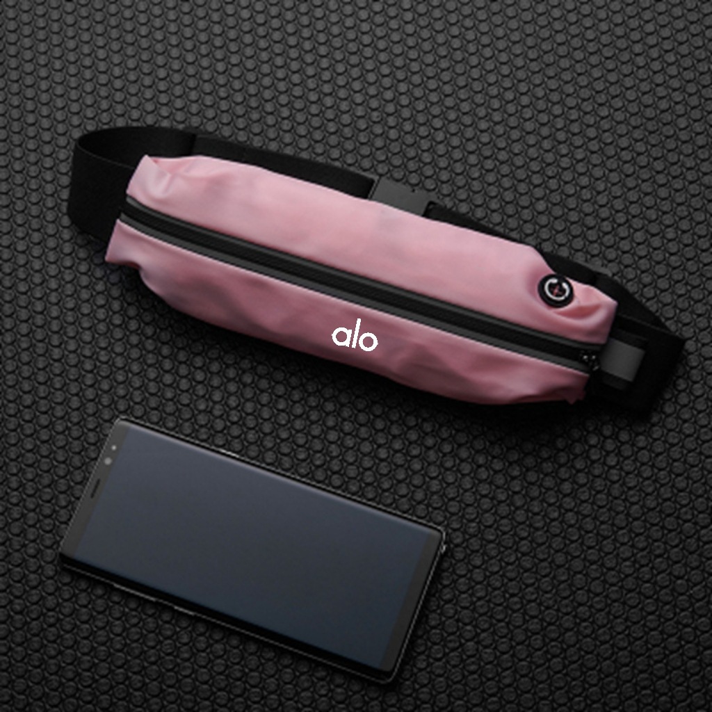 Pink Ultra Thin Waist Pack for Phone Up to 6.5 Inch Lightweight Sport Belt Bag for Running Hiking Travel Unisex Outdoor Utility Pouch - Image 1