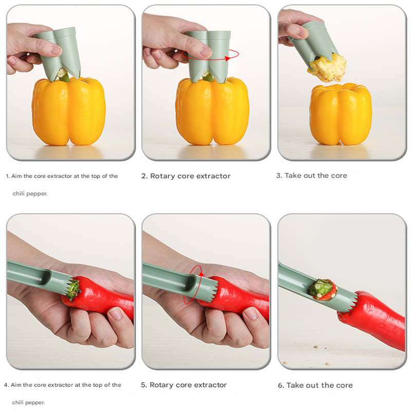 2-Pack ABS Vegetable Core Remover – White & Green, Dual Inner Channel Design, Stackable Kitchen Tool for Peppers Tomatoes Apples - Image 3