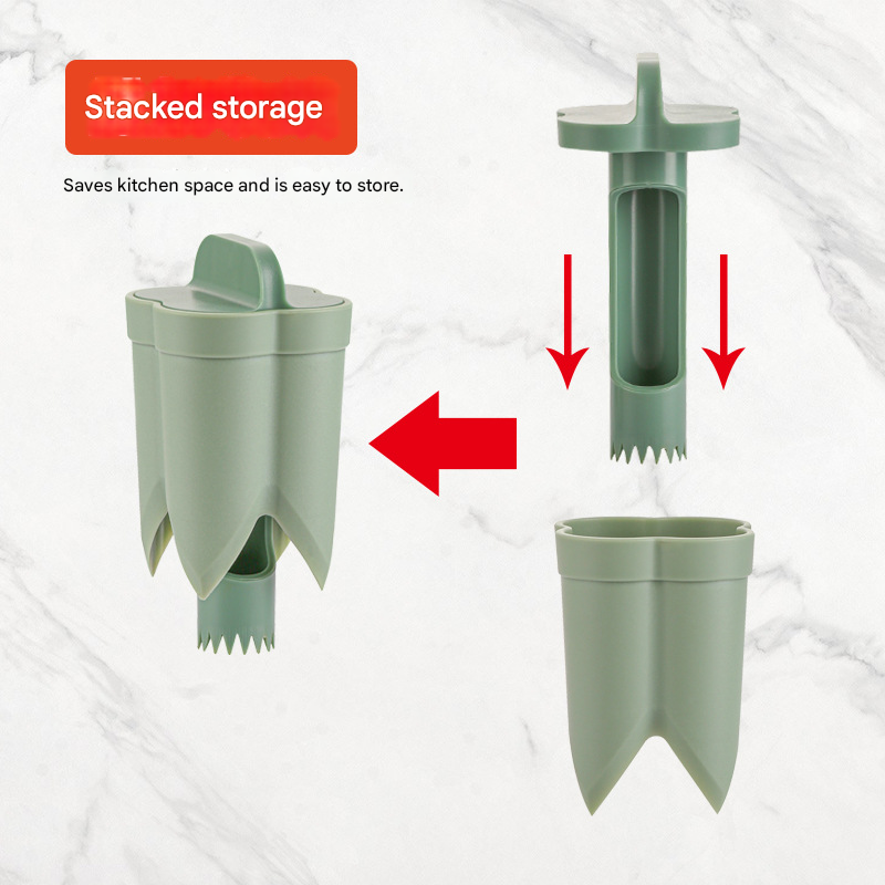 2-Pack ABS Vegetable Core Remover – White & Green, Dual Inner Channel Design, Stackable Kitchen Tool for Peppers Tomatoes Apples - Image 5