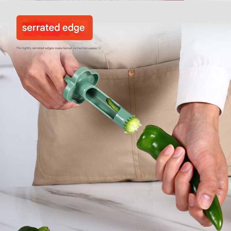 2-Pack ABS Vegetable Core Remover – White & Green, Dual Inner Channel Design, Stackable Kitchen Tool for Peppers Tomatoes Apples - Image 7