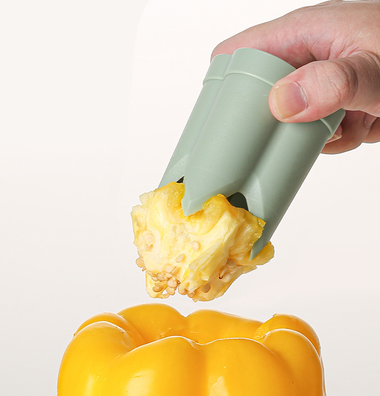 2-Pack ABS Vegetable Core Remover – White & Green, Dual Inner Channel Design, Stackable Kitchen Tool for Peppers Tomatoes Apples - Image 8