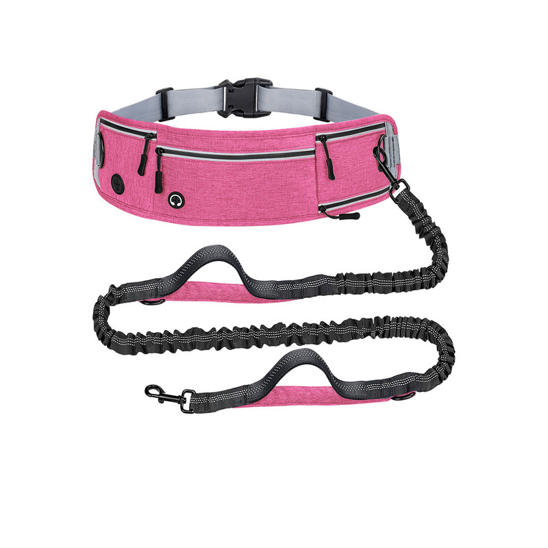 Pink Shock-Absorbing Running & Dog Walking Belt – Integrated Waist Pack with Retractable Traction Rope and Ergonomic Support - Image 1