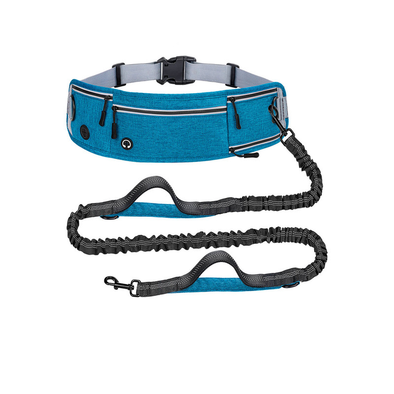 Blue Shock-Absorbing Running & Dog Walking Belt – Integrated Waist Pack with Retractable Traction Rope and Ergonomic Support - Image 1