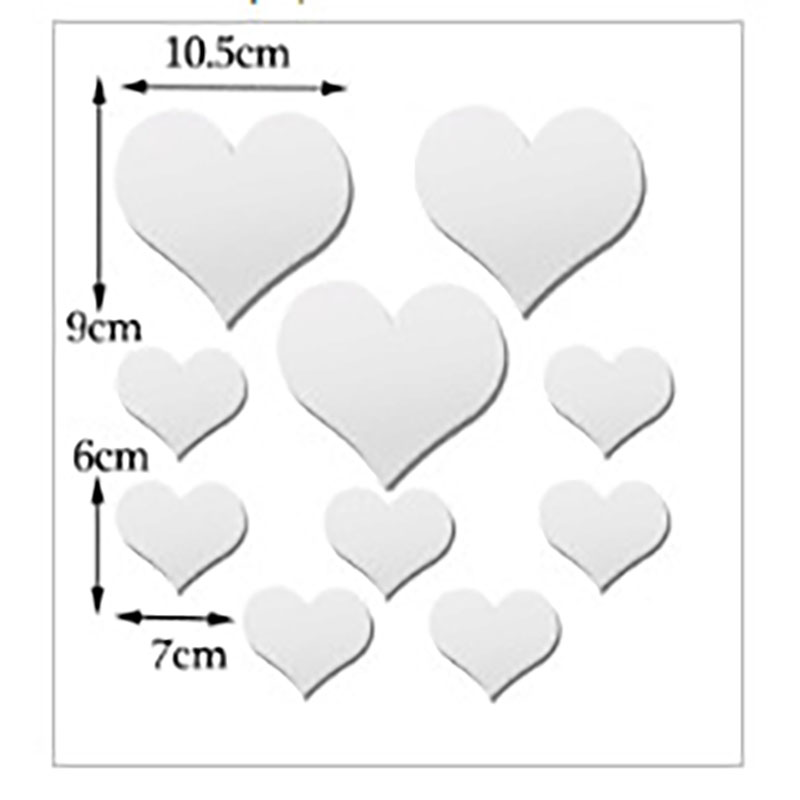 2-Pack Heart-Shaped Acrylic Mirror Wall Decals – Multi-Size Set (Max ~10.5cm), Silver & Gold Finish, Removable Decorative Stickers - Image 4