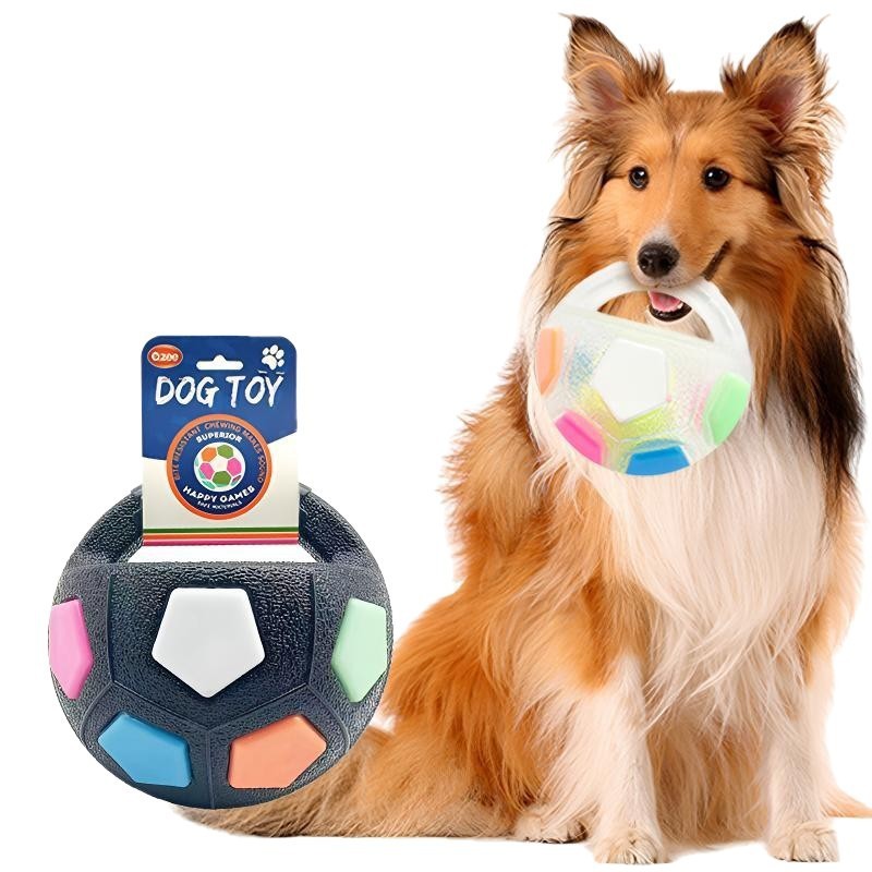 Black and white Dog Toy: Handheld Bouncing Ball with Sound – TPR Material, 13cm Diameter, Bite-Resistant & Floatable for Active Play - Image 2