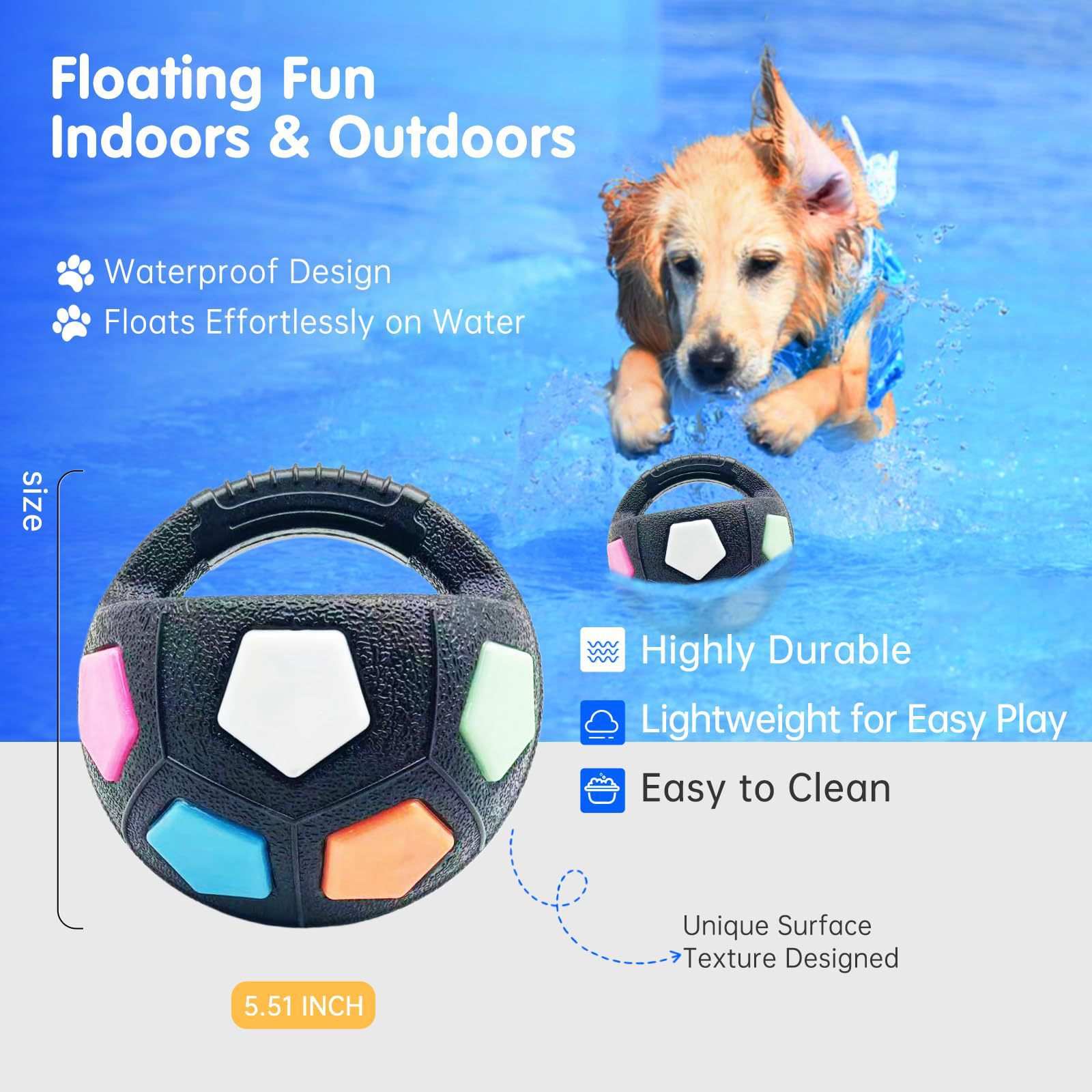 Black and white Dog Toy: Handheld Bouncing Ball with Sound – TPR Material, 13cm Diameter, Bite-Resistant & Floatable for Active Play - Image 5