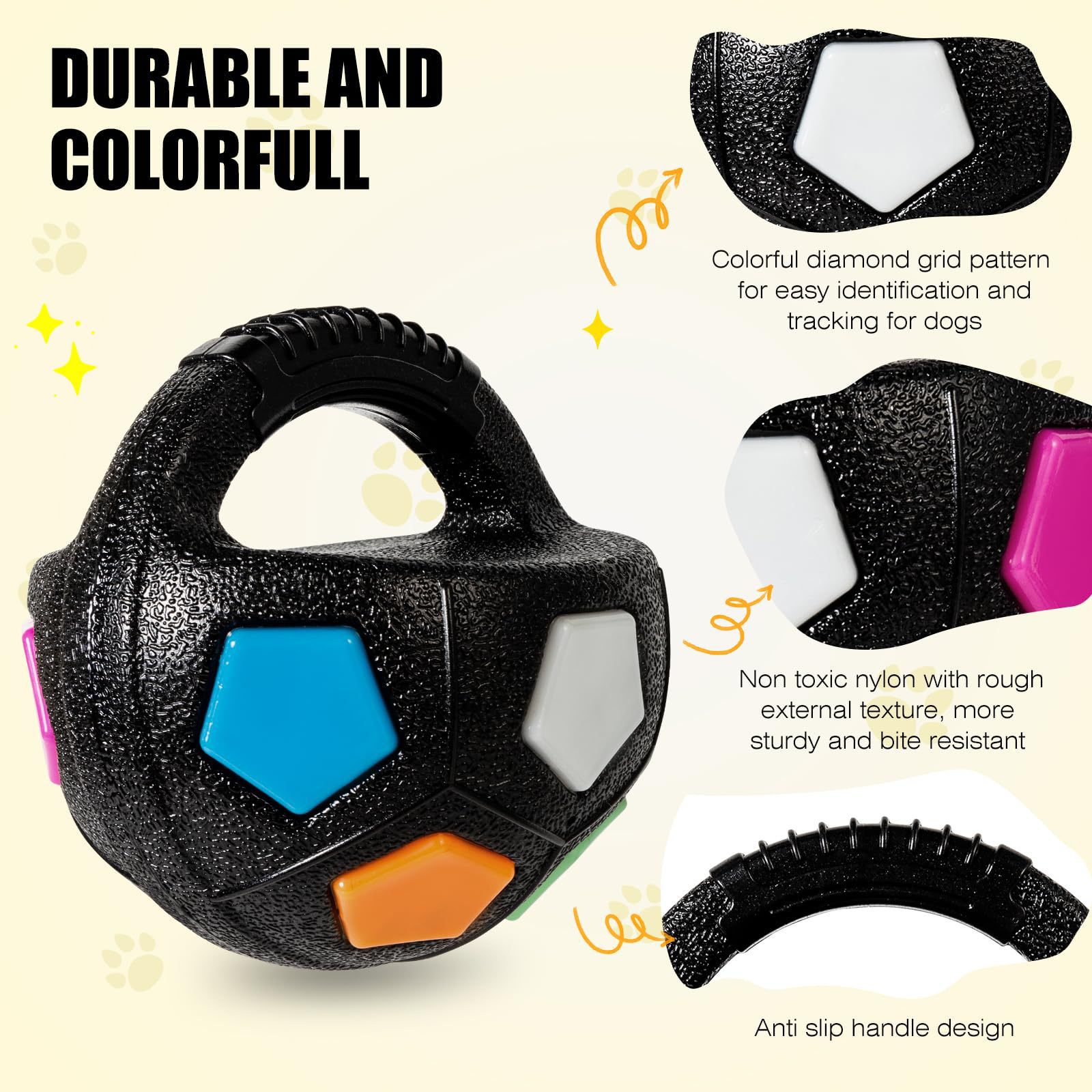 Colorful Dog Toy: Handheld Bouncing Ball with Sound – TPR Material, 13cm Diameter, Bite-Resistant & Floatable for Active Play - Image 4