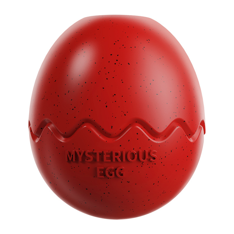 Red Mysterious Egg Slow-Feeder Treat Dispenser for Dogs – Food-Grade TPR Interactive Toy with 7 Internal Feeding Posts, Freezable and Dishwasher-Safe Design - Image 1