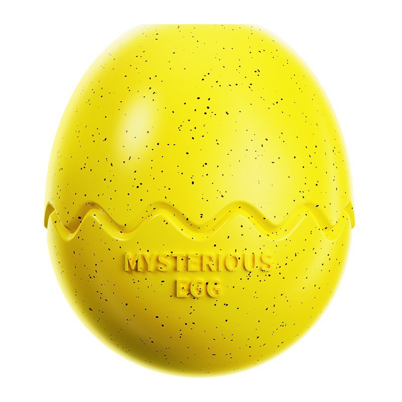 Yellow Mysterious Egg Slow-Feeder Treat Dispenser for Dogs – Food-Grade TPR Interactive Toy with 7 Internal Feeding Posts, Freezable and Dishwasher-Safe Design - Image 1