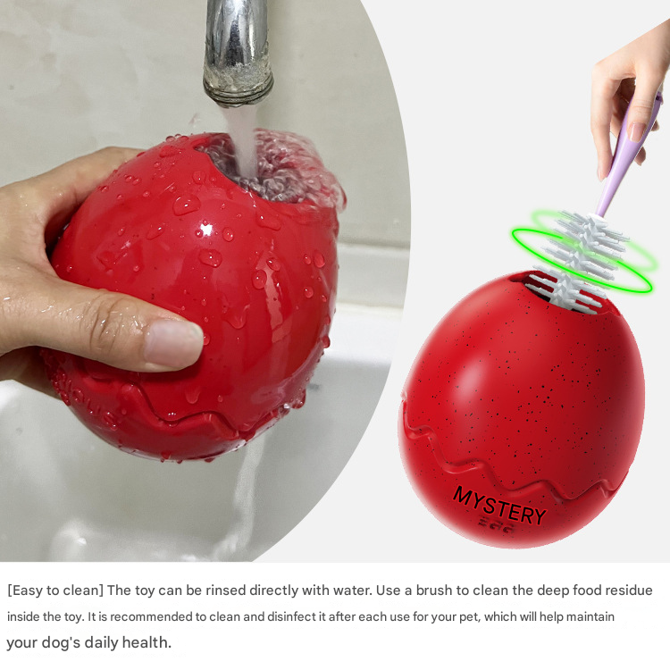 Pink Mysterious Egg Slow-Feeder Treat Dispenser for Dogs – Food-Grade TPR Interactive Toy with 7 Internal Feeding Posts, Freezable and Dishwasher-Safe Design - Image 6