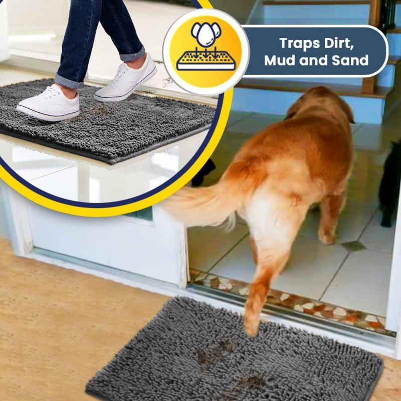 Light grey 50×80 cm Extra-Thick Chenille Floor Mat for Bathrooms and Pet Use – High-Density Absorbent, Non-Slip, Machine-Washable Rug for Dogs and Humans - Image 3