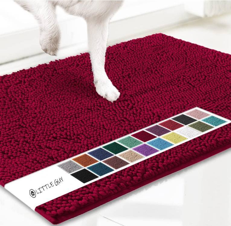 Deep red 50×80 cm Extra-Thick Chenille Floor Mat for Bathrooms and Pet Use – High-Density Absorbent, Non-Slip, Machine-Washable Rug for Dogs and Humans - Image 1