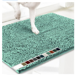 Sea Foam Green 50×80 cm Extra-Thick Chenille Floor Mat for Bathrooms and Pet Use – High-Density Absorbent, Non-Slip, Machine-Washable Rug for Dogs and Humans - Image 1