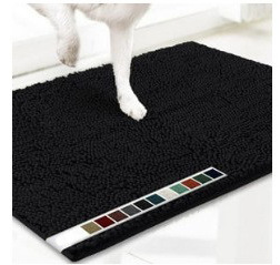 Black 50×80 cm Extra-Thick Chenille Floor Mat for Bathrooms and Pet Use – High-Density Absorbent, Non-Slip, Machine-Washable Rug for Dogs and Humans - Image 1