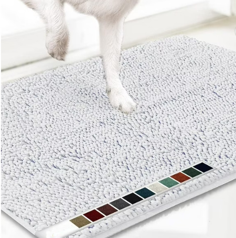 Bleached white 50×80 cm Extra-Thick Chenille Floor Mat for Bathrooms and Pet Use – High-Density Absorbent, Non-Slip, Machine-Washable Rug for Dogs and Humans - Image 1
