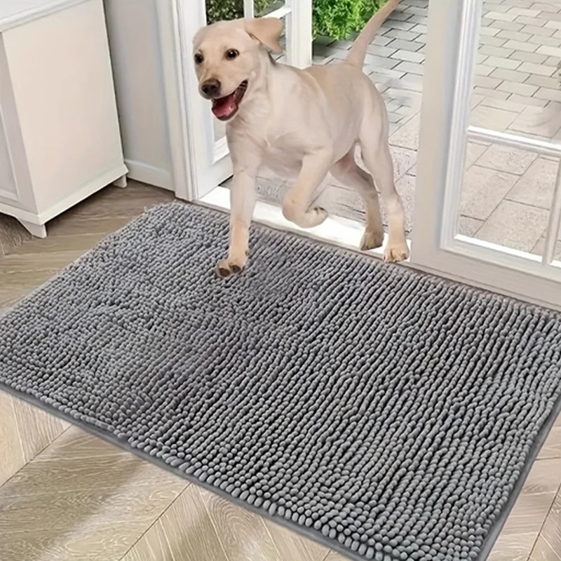 Bleached white 50×80 cm Extra-Thick Chenille Floor Mat for Bathrooms and Pet Use – High-Density Absorbent, Non-Slip, Machine-Washable Rug for Dogs and Humans - Image 2