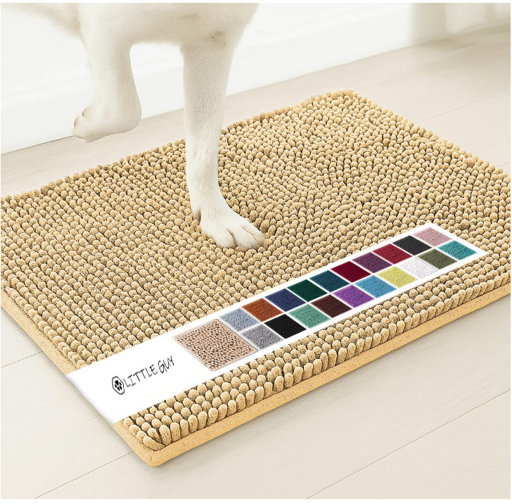 Beige 50×80 cm Extra-Thick Chenille Floor Mat for Bathrooms and Pet Use – High-Density Absorbent, Non-Slip, Machine-Washable Rug for Dogs and Humans - Image 1