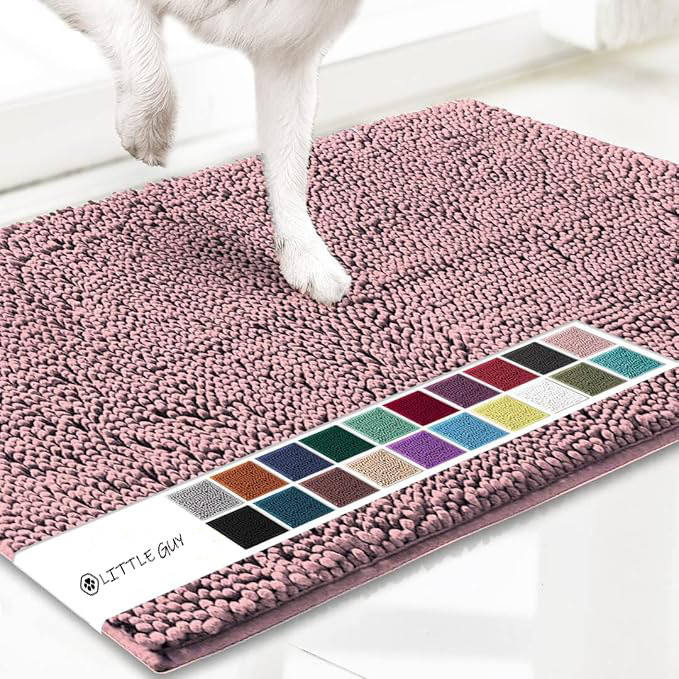 Pink 50×80 cm Extra-Thick Chenille Floor Mat for Bathrooms and Pet Use – High-Density Absorbent, Non-Slip, Machine-Washable Rug for Dogs and Humans - Image 1