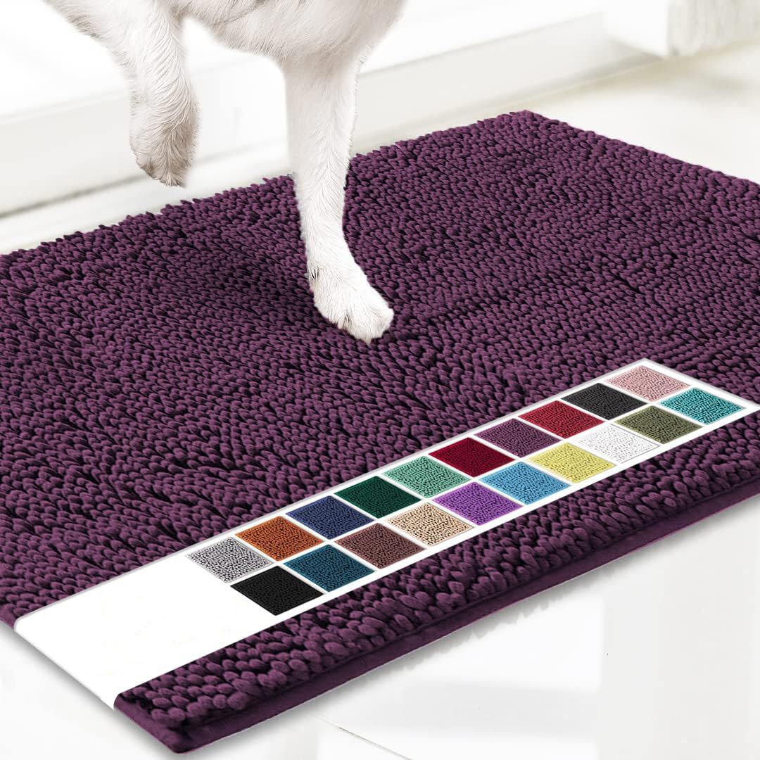 Purple 50×80 cm Extra-Thick Chenille Floor Mat for Bathrooms and Pet Use – High-Density Absorbent, Non-Slip, Machine-Washable Rug for Dogs and Humans - Image 1