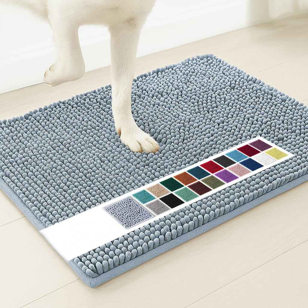 Sky blue 50×80 cm Extra-Thick Chenille Floor Mat for Bathrooms and Pet Use – High-Density Absorbent, Non-Slip, Machine-Washable Rug for Dogs and Humans - Image 1