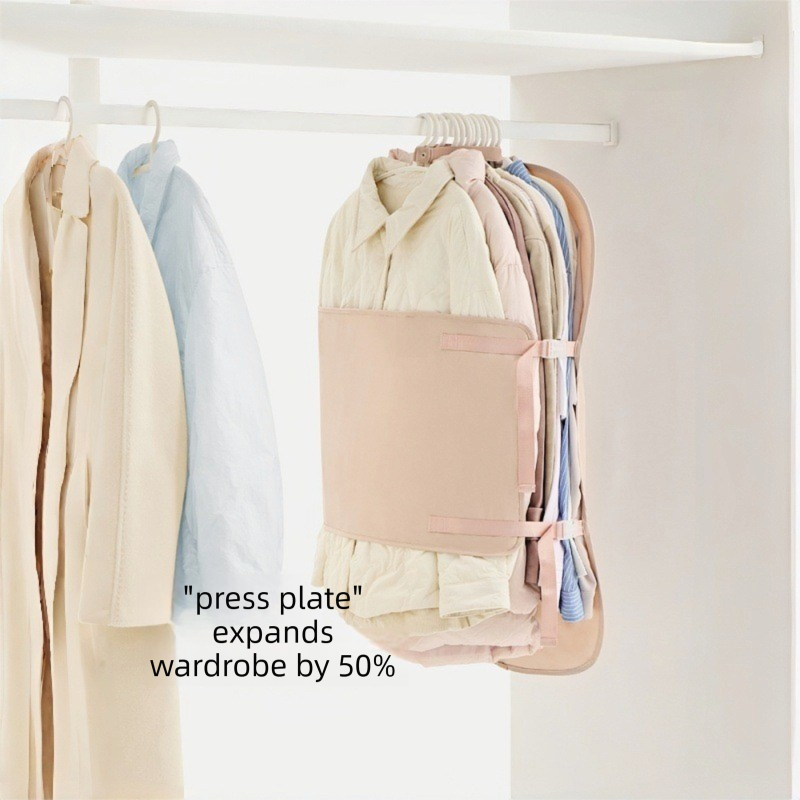 Pink Foldable Hanging Compression Board for Wardrobe Organization – 90×58 cm Ultra-Thin Garment Organizer with Adjustable Side Straps and Top Buckle, Holds Up to 30 Thin Jackets - Image 2