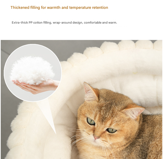 Pink Plush Round Pet Bed with Removable Cushion M Size, Thickened Warm Dog and Cat Nest for Small to Medium Pets, Cozy and Soft Sleeping Space for Home Use(Cut-out version) - Image 4