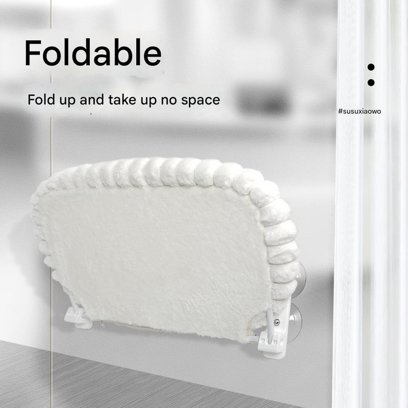 White Plush Cat Window Hammock with Strong Suction Cups, Faux Rabbit Fur Pet Bed for Cats and Small Dogs, Space-Saving Foldable Hanging Cat Perch for Sunbathing and Relaxation - Image 4