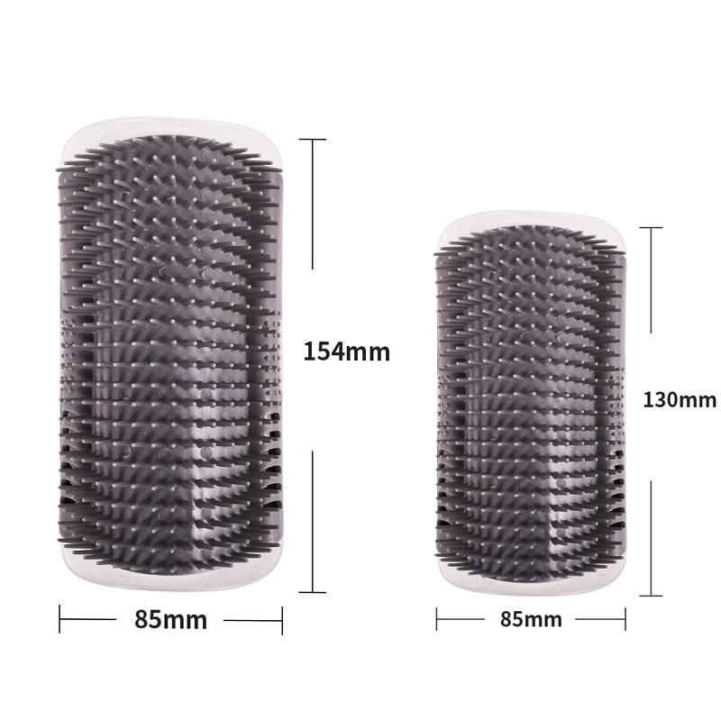 Grey Cat Corner Grooming Brush Set, 2-Piece Wall-Mounted Self-Groomer with Catnip, 288 & 314 Bristles, No-Shed Design for Scratching & Itch Relief, Large & Small Size Pet Grooming Tool - Image 1