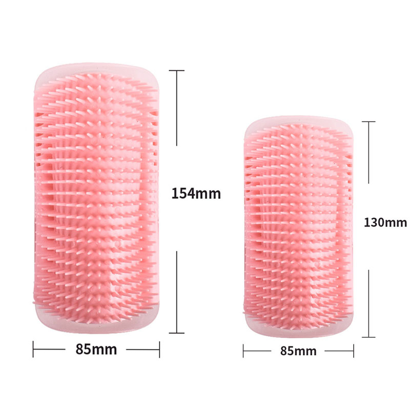 Pink Cat Corner Grooming Brush Set, 2-Piece Wall-Mounted Self-Groomer with Catnip, 288 & 314 Bristles, No-Shed Design for Scratching & Itch Relief, Large & Small Size Pet Grooming Tool - Image 1