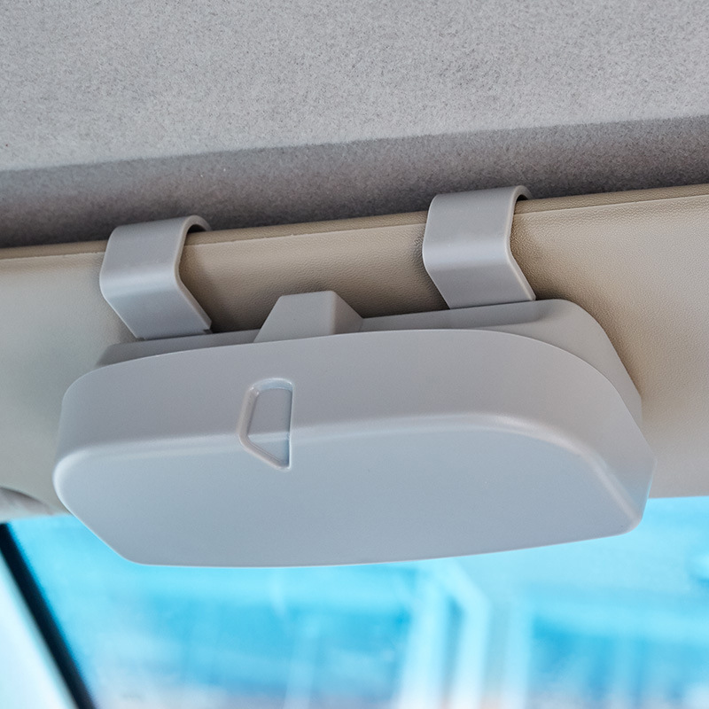 Grey Universal Car Sun Visor Glasses Case, No-Damage Installation Sunglasses Holder, Protective Eyewear Storage Box for Car Interior Accessories - Image 1