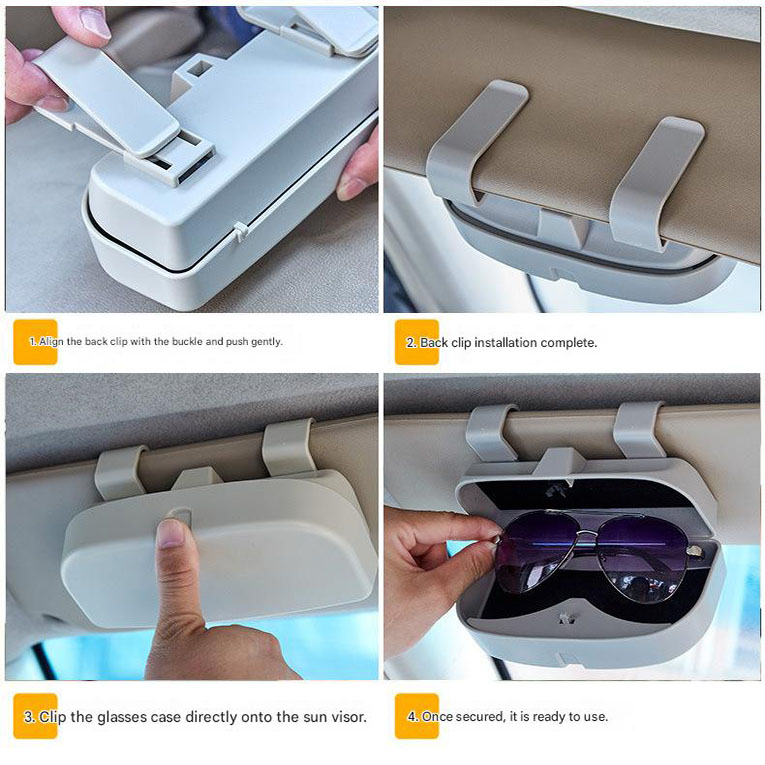 Black Universal Car Sun Visor Glasses Case, No-Damage Installation Sunglasses Holder, Protective Eyewear Storage Box for Car Interior Accessories - Image 4