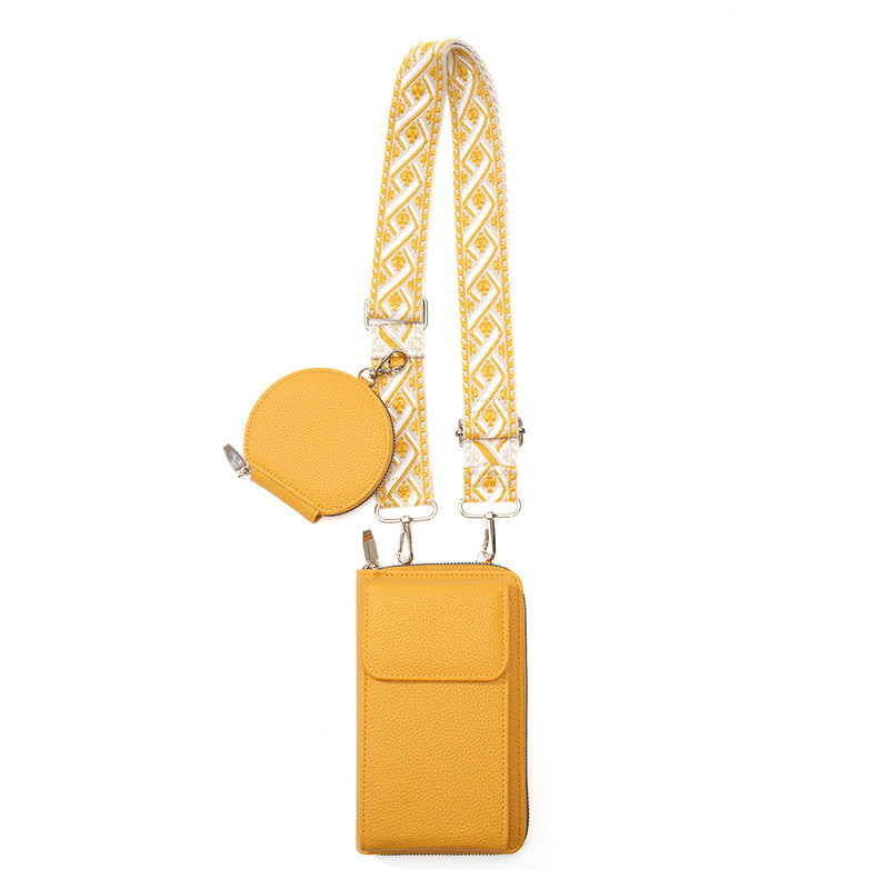 Yellow Women's Multi-Functional Crossbody Phone Bag with Detachable Coin Purse, PU Leather Shoulder Bag with Credit Card Slots, Stylish Minimalist Design for Daily Use - Image 1