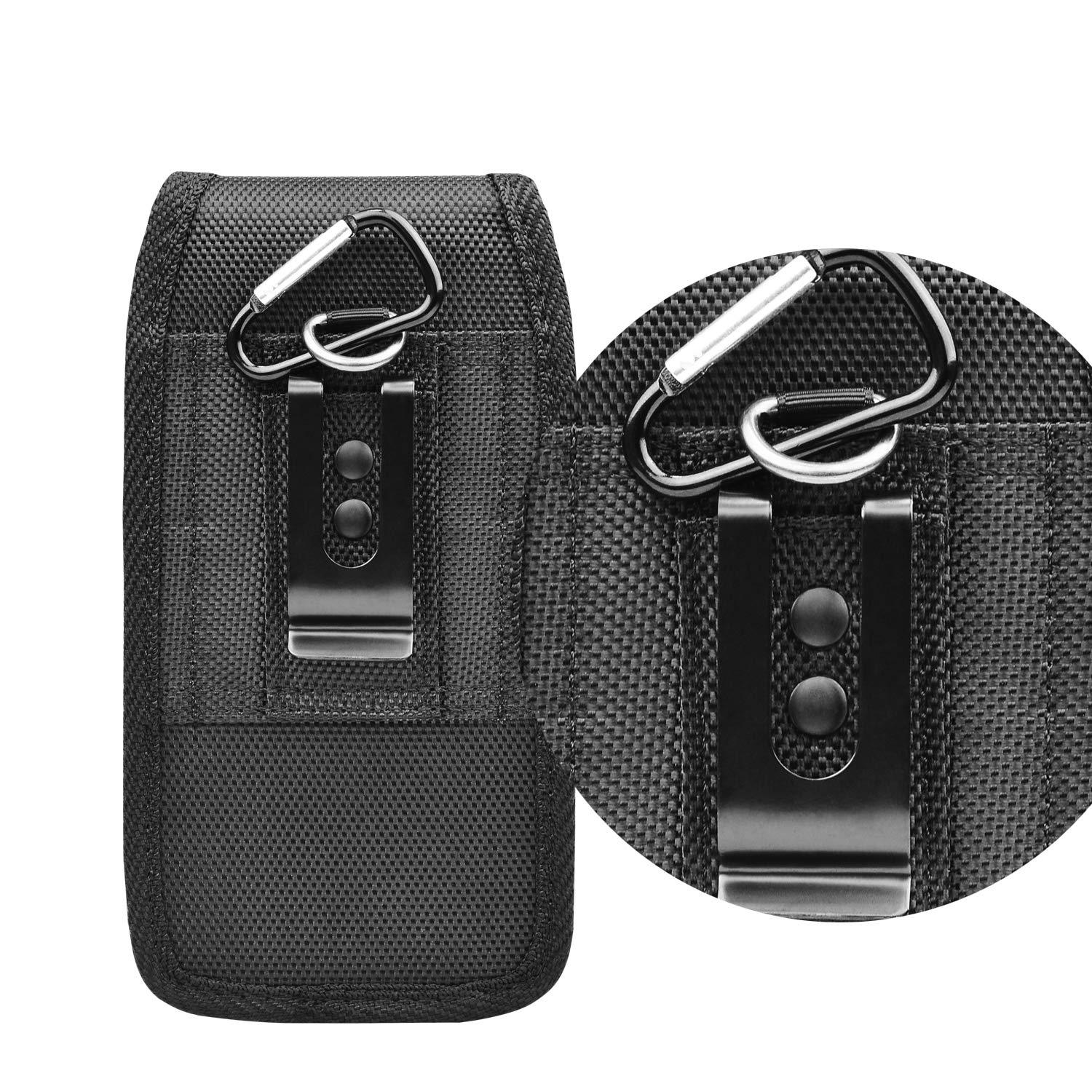 2-Pack Black Universal Heavy-Duty Nylon Belt Holster Pouch with Card Slot – Durable Oxford Cloth Waist Pack for iPhone 16 Pro Max & Android Phones – Vertical & Horizontal Carry Options (XXL) - Image 4