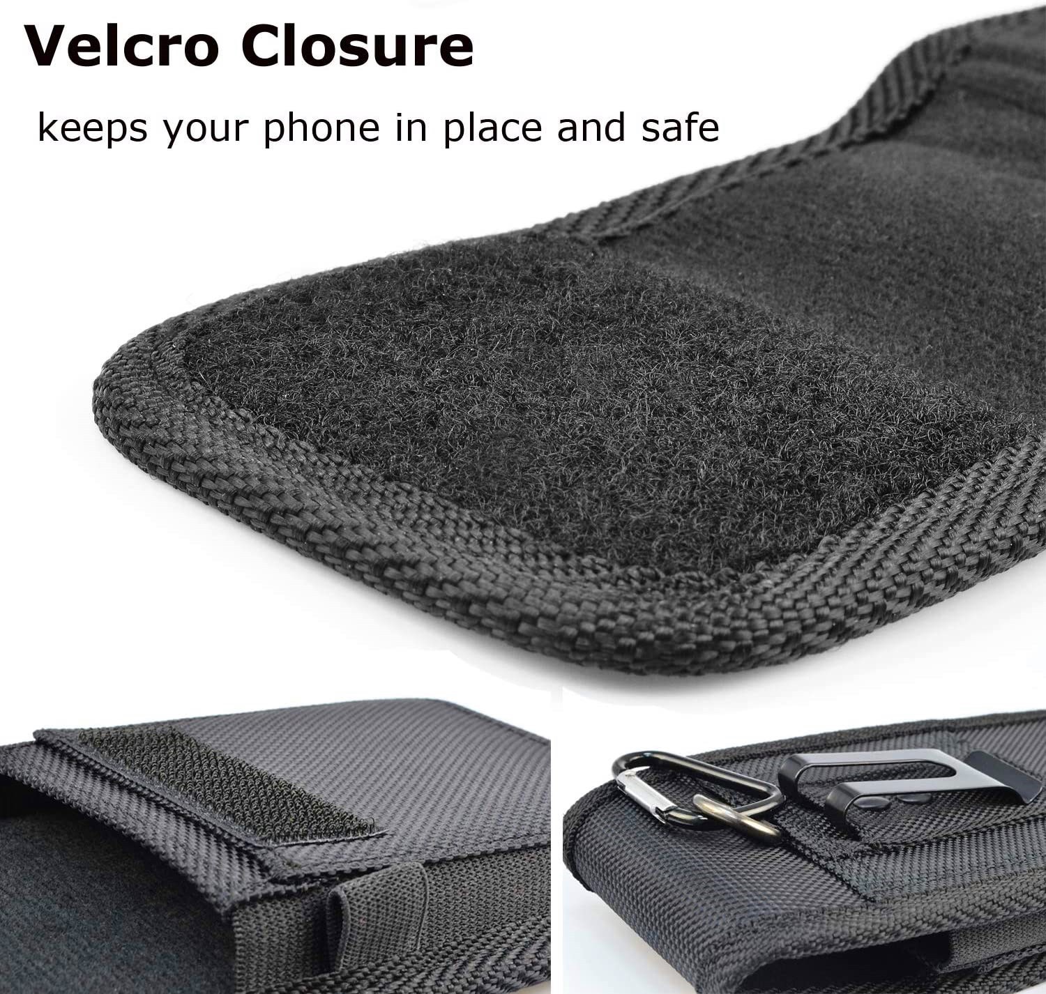 2-Pack Black Universal Heavy-Duty Nylon Belt Holster Pouch with Card Slot – Durable Oxford Cloth Waist Pack for iPhone 16 Pro Max & Android Phones – Vertical & Horizontal Carry Options (XXL) - Image 7