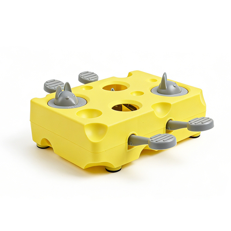 Yellow Cheese Whack-a-Mole Cat Toy – Interactive Treat Dispenser & Snack Reward Feeder for Indoor Cats, ABS Material with Non-Slip Base, Fun & Brain-Stimulating Puzzle Toy for Self-Entertainment - Image 1