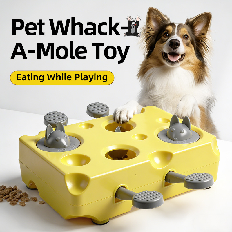 Yellow Cheese Whack-a-Mole Cat Toy – Interactive Treat Dispenser & Snack Reward Feeder for Indoor Cats, ABS Material with Non-Slip Base, Fun & Brain-Stimulating Puzzle Toy for Self-Entertainment - Image 3