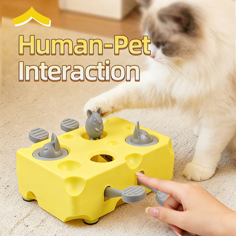 Yellow Cheese Whack-a-Mole Cat Toy – Interactive Treat Dispenser & Snack Reward Feeder for Indoor Cats, ABS Material with Non-Slip Base, Fun & Brain-Stimulating Puzzle Toy for Self-Entertainment - Image 4
