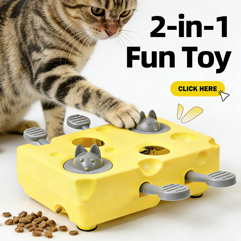 Yellow Cheese Whack-a-Mole Cat Toy – Interactive Treat Dispenser & Snack Reward Feeder for Indoor Cats, ABS Material with Non-Slip Base, Fun & Brain-Stimulating Puzzle Toy for Self-Entertainment - Image 5