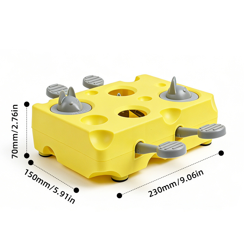 Yellow Cheese Whack-a-Mole Cat Toy – Interactive Treat Dispenser & Snack Reward Feeder for Indoor Cats, ABS Material with Non-Slip Base, Fun & Brain-Stimulating Puzzle Toy for Self-Entertainment - Image 6