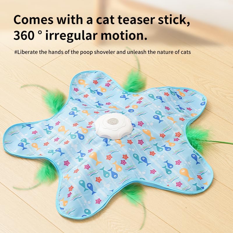Automatic Cat Hunting Game Mat with 360° Teaser Wand, USB-C Rechargeable Interactive Pet Toy for Indoor Cats, Self-Entertainment Hide-and-Seek Play Mat, Durable Fabric & ABS Construction(Five-cent duck design) - Image 3