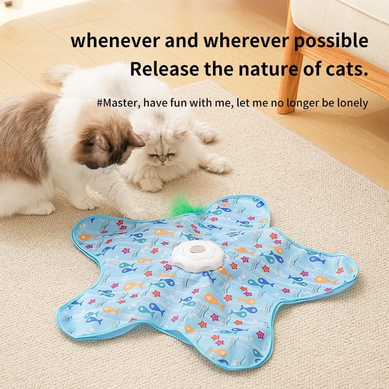 Automatic Cat Hunting Game Mat with 360° Teaser Wand, USB-C Rechargeable Interactive Pet Toy for Indoor Cats, Self-Entertainment Hide-and-Seek Play Mat, Durable Fabric & ABS Construction(Five-cent duck design) - Image 6