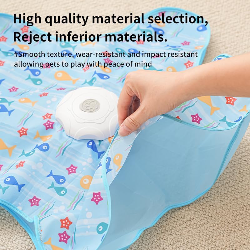 Automatic Cat Hunting Game Mat with 360° Teaser Wand, USB-C Rechargeable Interactive Pet Toy for Indoor Cats, Self-Entertainment Hide-and-Seek Play Mat, Durable Fabric & ABS Construction(Triangular fish design) - Image 2