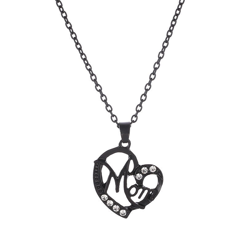 Heart Pendant Necklace with Rhinestones for Women - Image 1