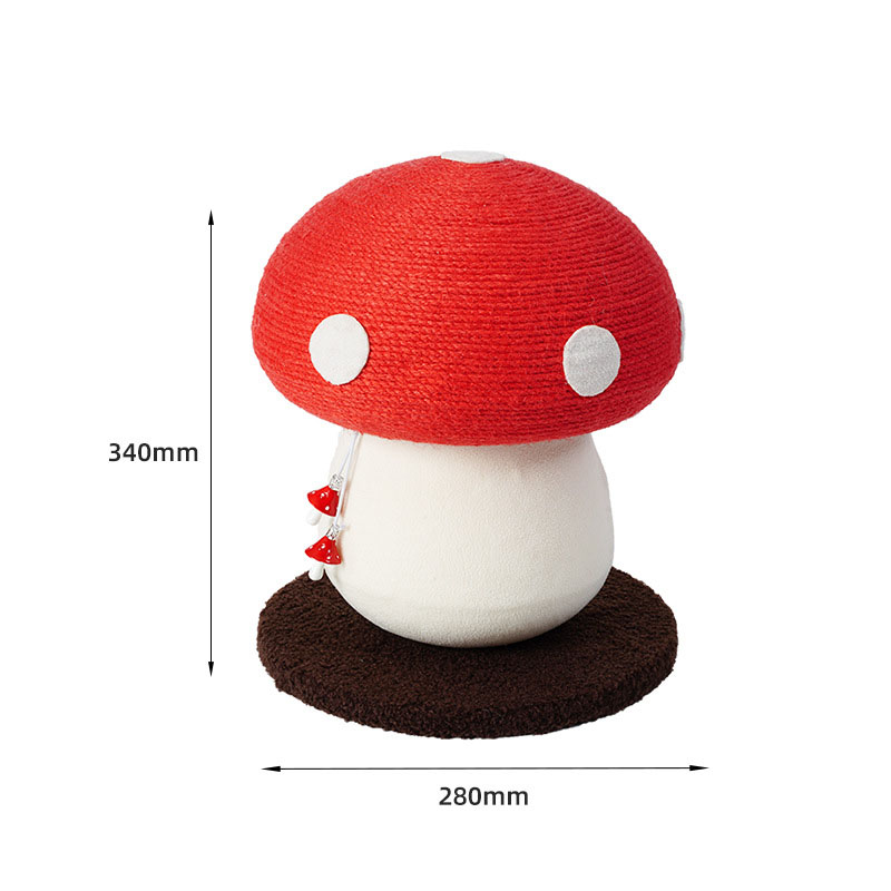 Red Mushroom Cat Tree with Sisal Scratching Post - Large Vertical Cat Climber, Durable Scratch-Resistant Design with Hanging Toys, Stylish Home Decor for Indoor Cats(340mm*280mm) - Image 1